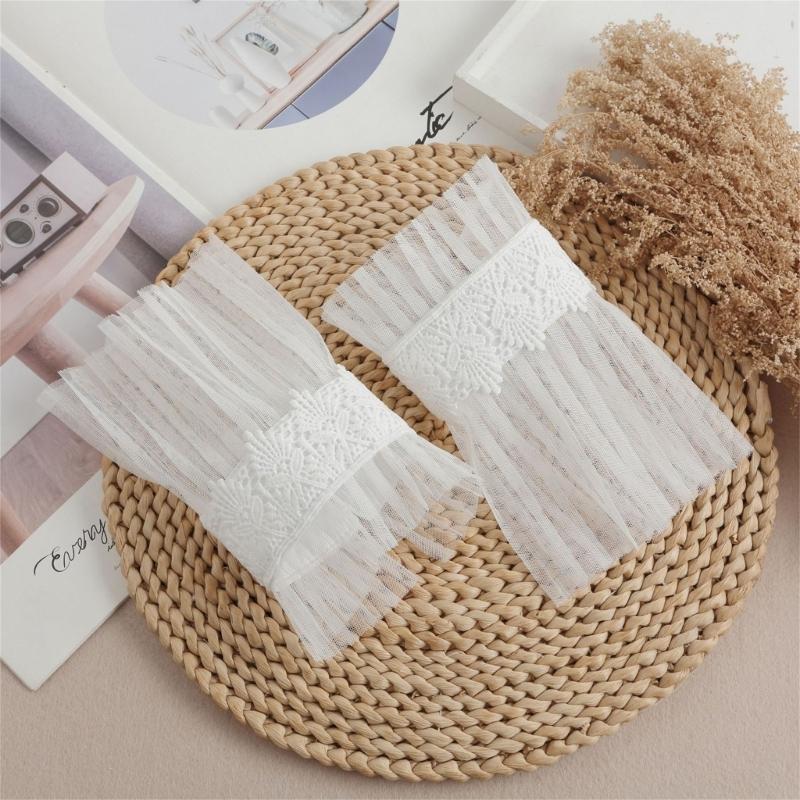 Ruffled Lace Faux Sleeves Girl Decorative Sleeves Elegant Detachable Wrist Cuffs