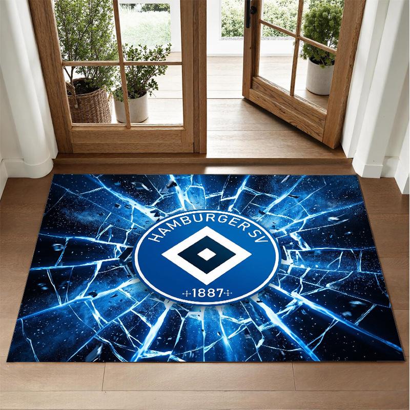 Hamburger SV Football Design Crystal Velvet Rug Soft Decorative Mat for Bedroom Entrance