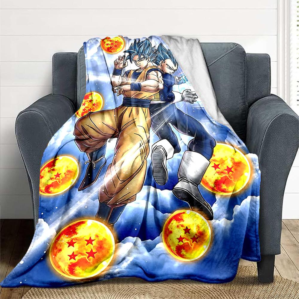 1 ks Deka Dragon Ball Měkká Teplá Celoroční Přehoz na Pohovku, Postel, Auto, Kancelář Živý Barevný Design, Odolný & Útulný Dárek