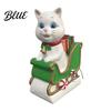 Christmas Cat Night Light Sleigh Light Synthetic Resin Decorative LED Indoor Party Decor USB Powered Lighted Figurine for Festive Holiday Cute Animal