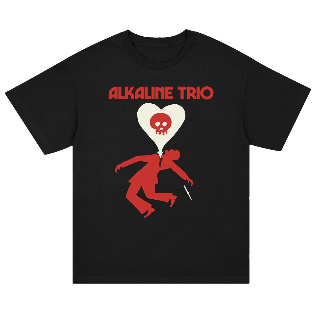 2026 Alkaline Trio Heart Skull T Shirt Blood Hair and Eyeballs Tour 2024 Music Concert Vintage Washed Graphic Versatile Stylish