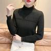 Autumn and Winter Women's Semi-high-neck Pullover Slim Lace Casual Knitted Sweater Top