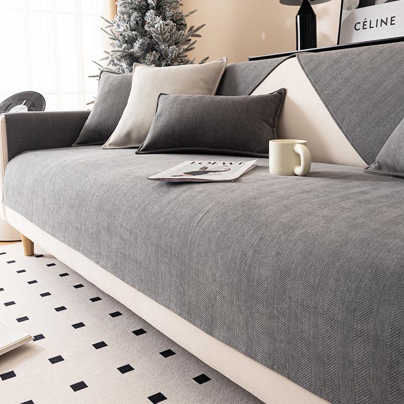 Fischgräten-Chenille-Sofa, Vier Jahreszeiten, allgemeines Sitzkissen, moderner, einfacher Sofabezug