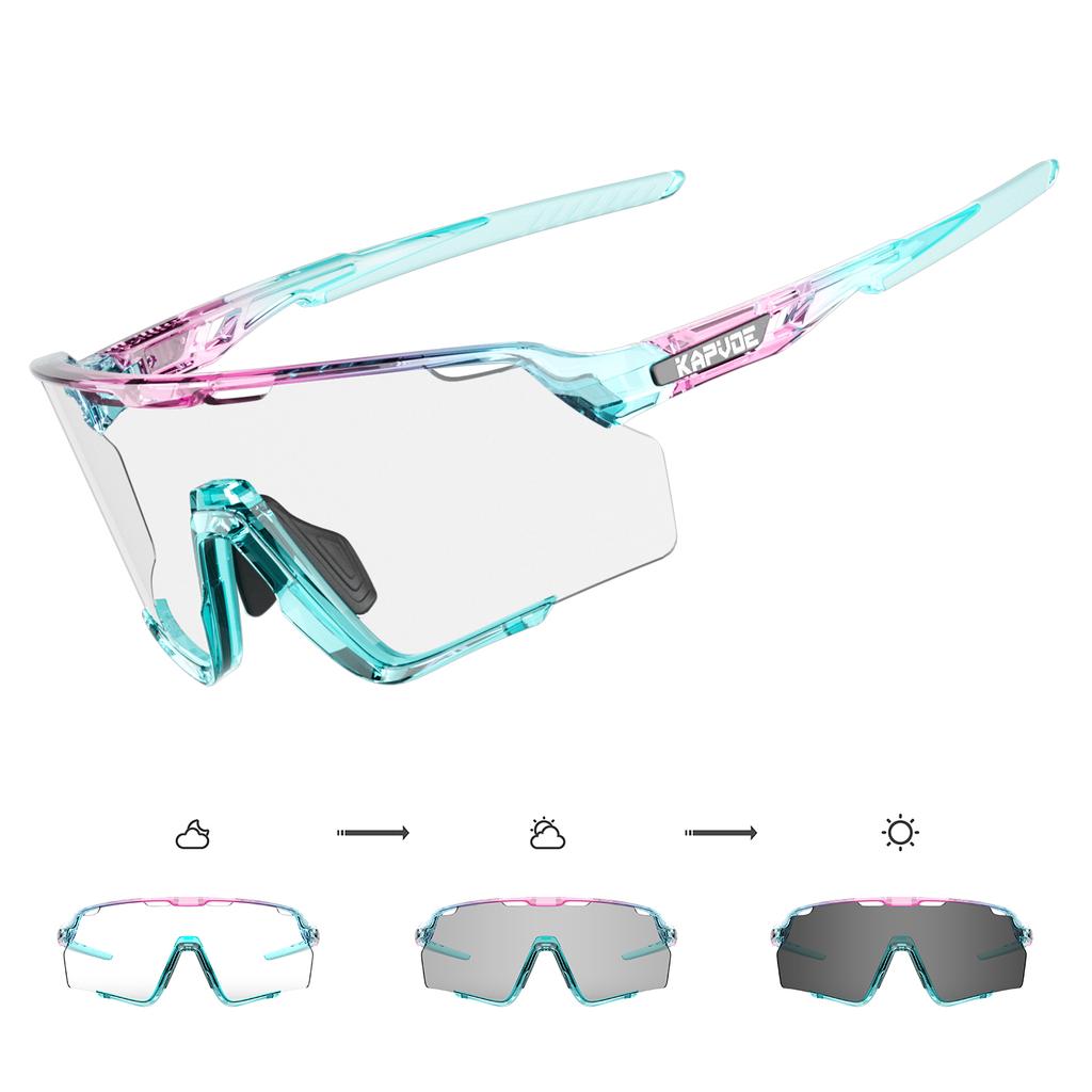 Kapvoe Photochromic Hiking Eyewear Cycling Glasses Sunglasses for Men Silver Lens Multi Color Women Bike Outdoor Riding Running