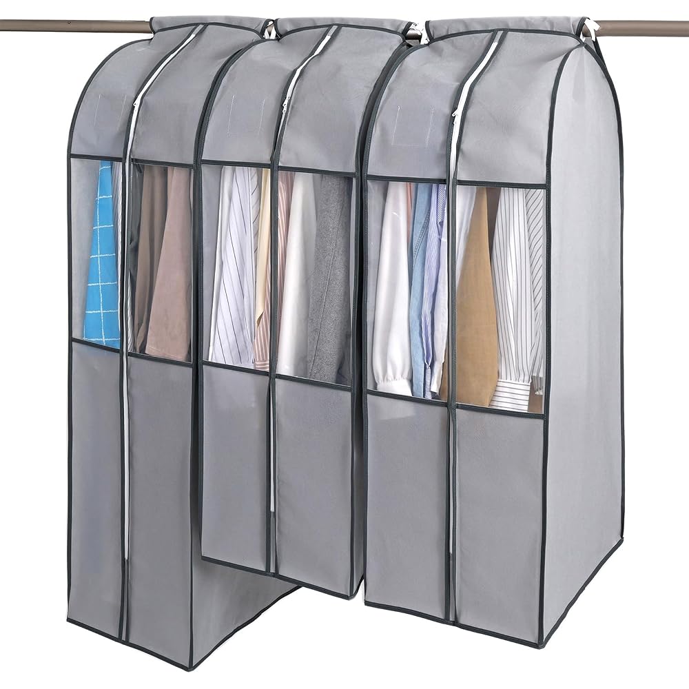 Astro Garment Covers, Gray, Gusseted, Wide, 3-Pack (2 Short + 1 Long), for Jackets, Coats, and