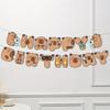 Cute Capybara Happy Birthday Banner, cartoon paper pull flag, ideal for kids' birthday, room & entrance decor.