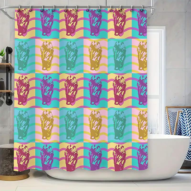 

Bathroom Shower Curtain Set Waterproof Farmhouse Coastal Blue Wave Pattern Fabric Decor Vintage Rustic Home Decor W60H190(CM)-1 Pcs