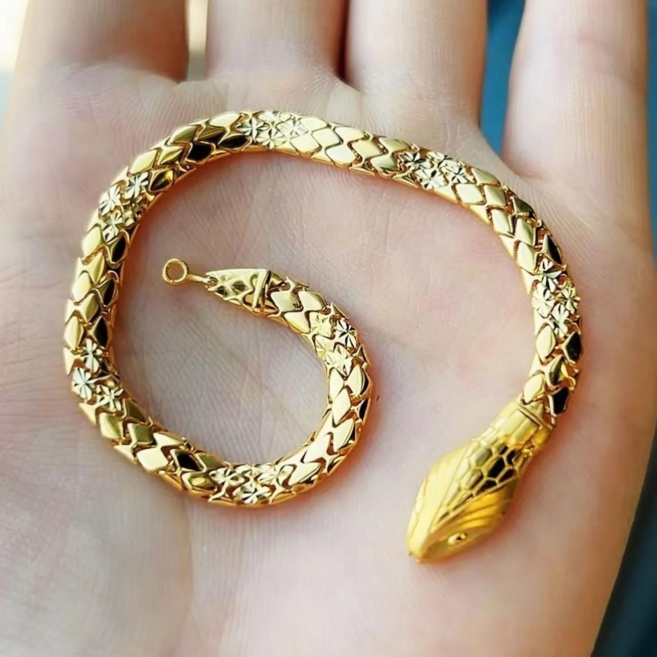 Новый Змеиный Алмазный Узор Змеиный Браслет Браслет-x 17CM золотой