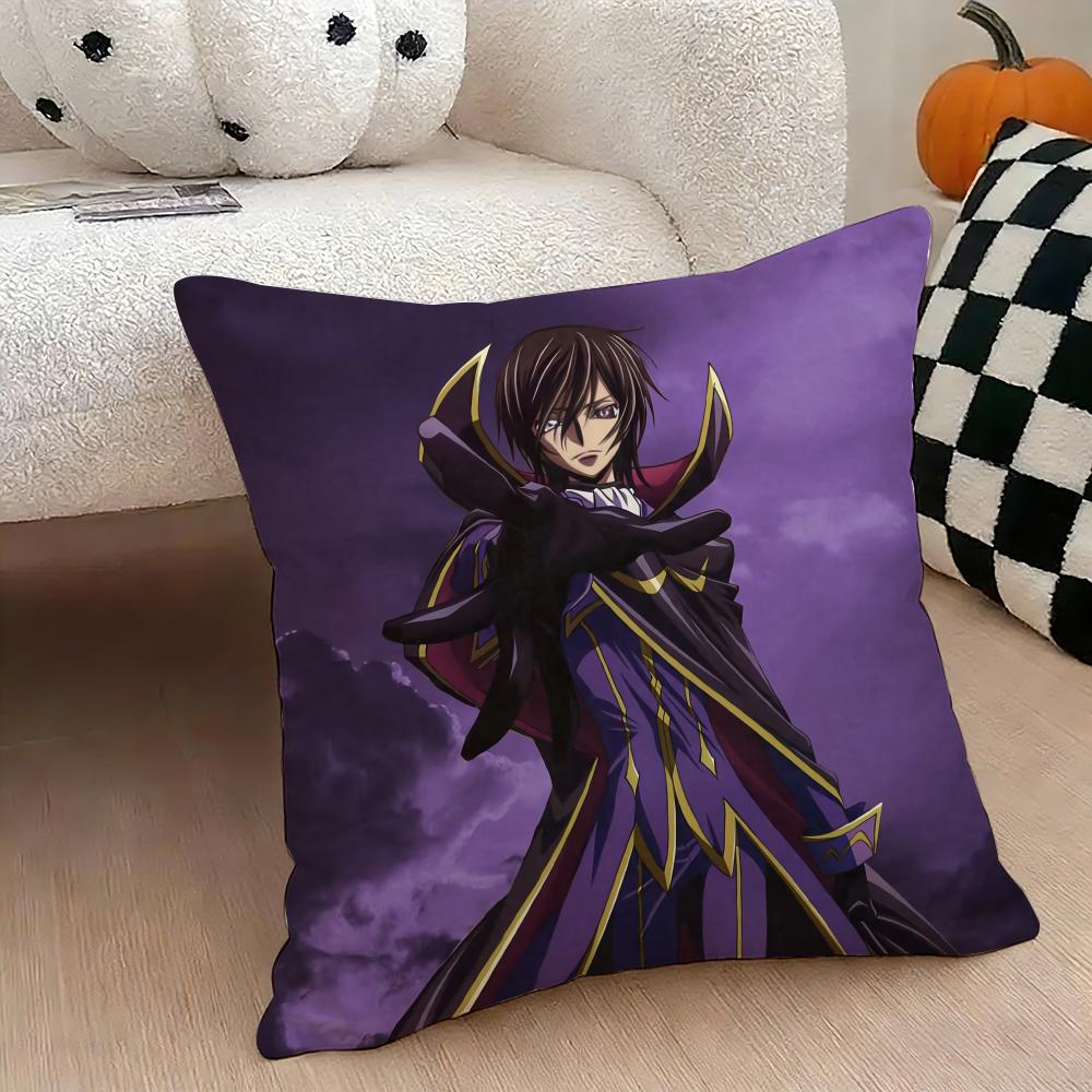 Anime CcODE GEASS Cushion Cover Natural Linen Double Sided Print Throw Pillow Case for Sofa Couch Home Decor