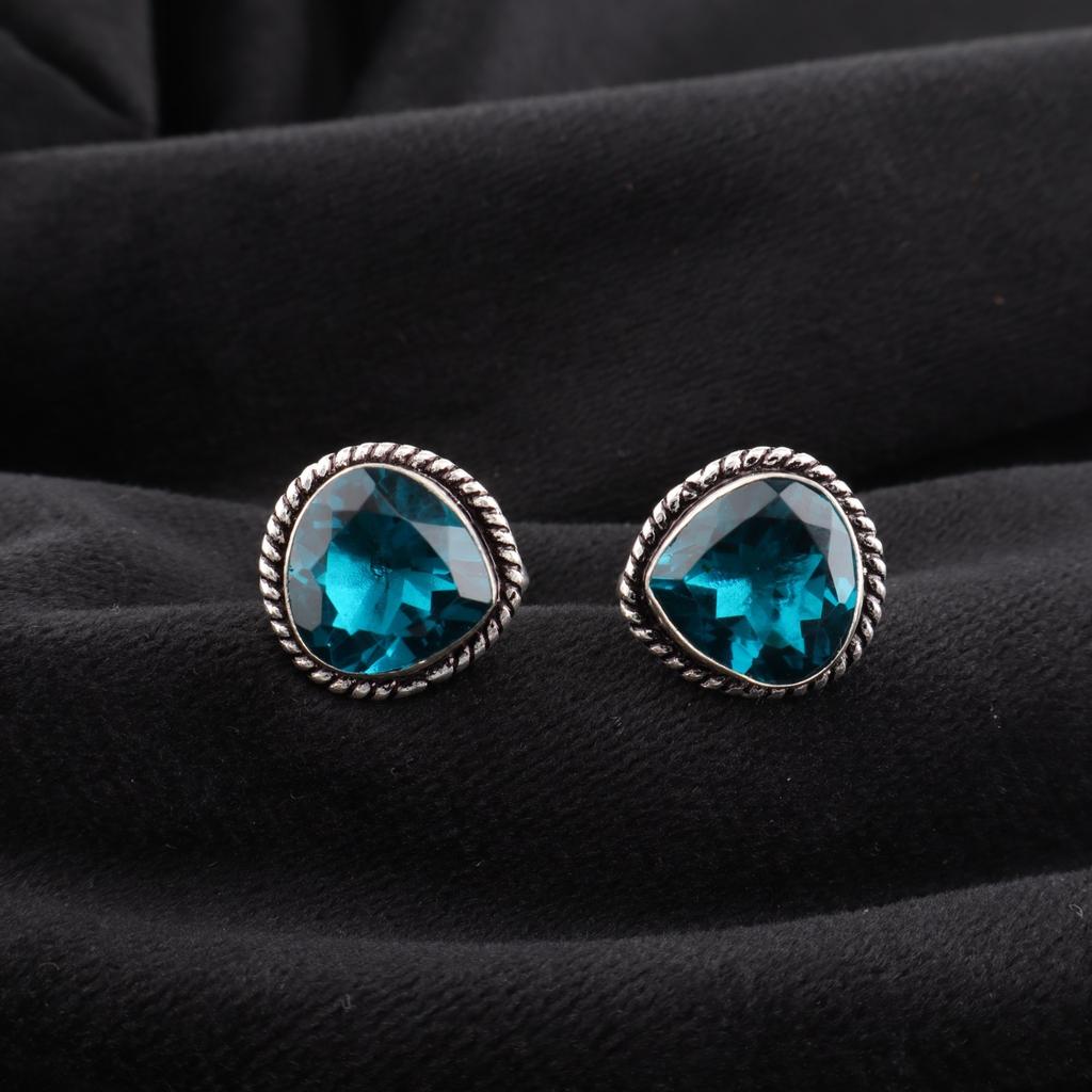 Apatite Gemstone 925 Sterling Silver Jewelry Handmade Cufflinks 0.62" For Gift CL-8-7