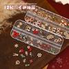 12 Grid Christmas Series Nail Jewelry Mixed Alloy Snowflake Deer Santa Claus Wreath Decoration