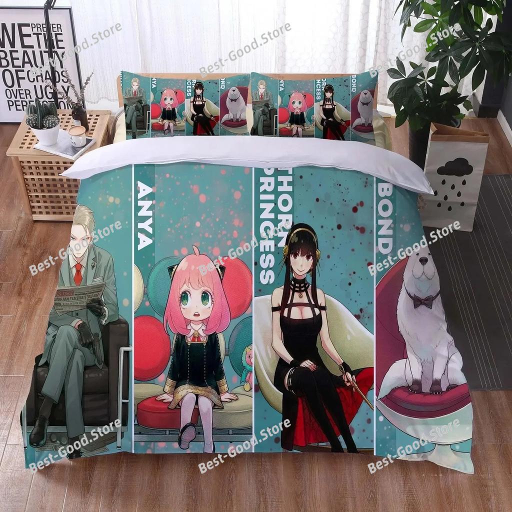 Anime Spy Family Anya Bedding Set Duvet Cover Bedroom Comforter Covers Single Twin King Size Quilt Cover Home Textile