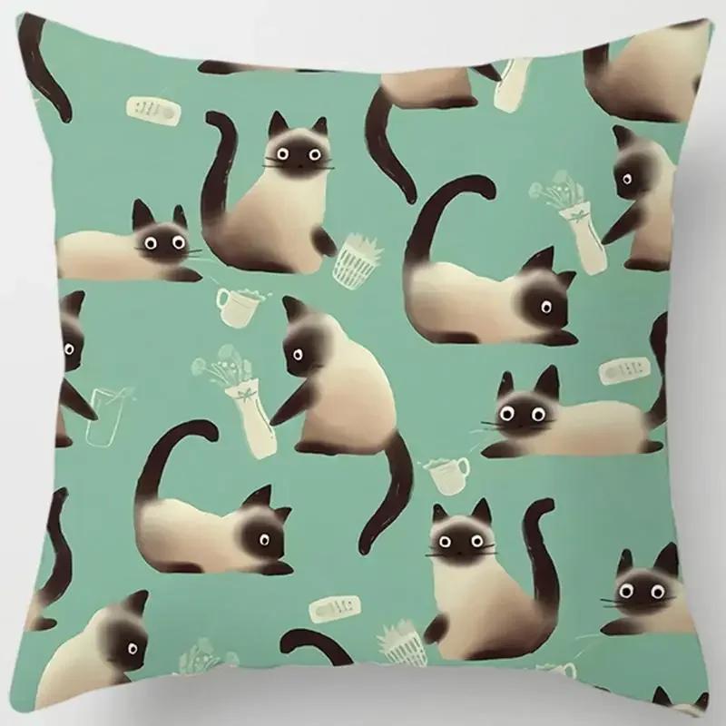 

Квадратная наволочка с цветочным принтом кошки, украшение для дома, чехол для подушки на диван в машину 66x66cm бордовый