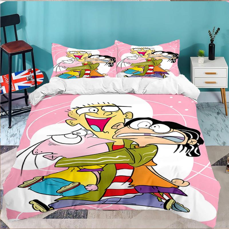 Edd Eddy Adventure 3pcs Bedding Set,Including 1pc Duvet Cover And 2pcs Pillowcases Perfect Gift for Christmas,Ideal for Bedroom, Dormitory