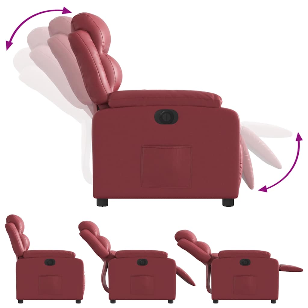 Electric Recliner Chair Burgundy Artificial Leather