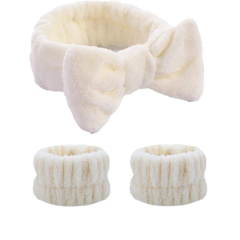 Wash Face Headbands 3PCS Women Coral Fleece Hair Bands Cuff Waterproof Bands Absorbent Wristbands Head Band Hair Accessories Set
