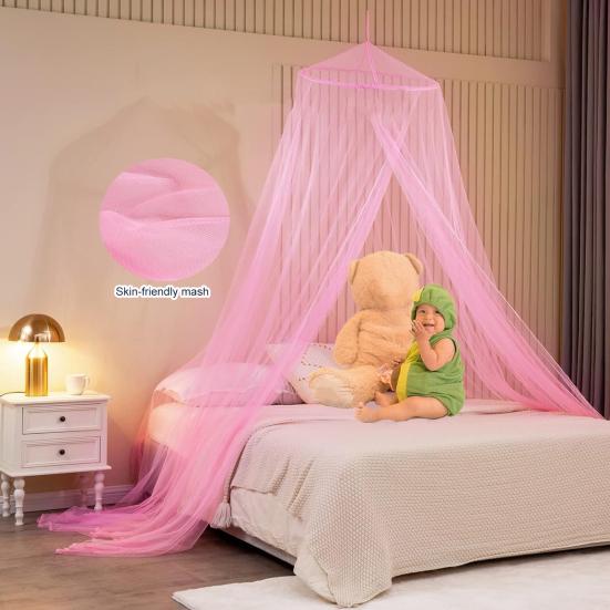 Single Door Mosquito Net Bed Canopy Solid Color Design Good Breathability Easy Installation