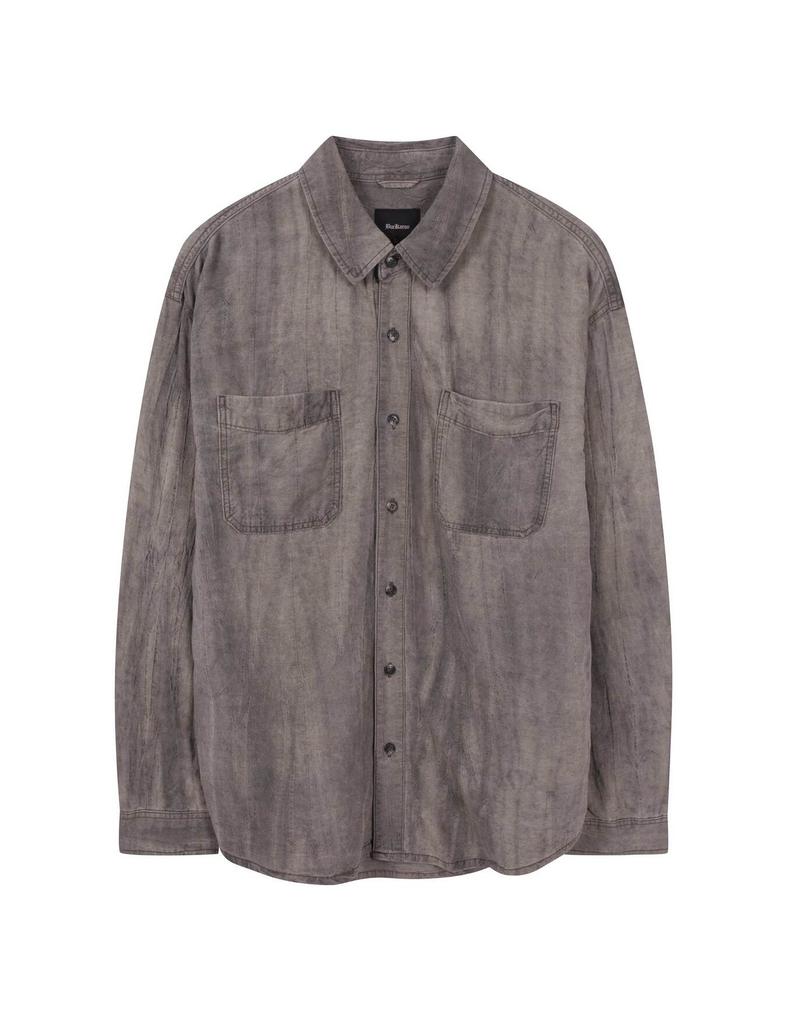 Burkeru Cotton Linen Dyed Long Sleeve Shirt Gray