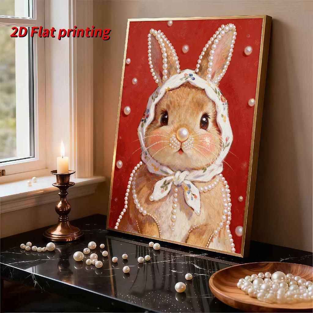 Handmade DIY Pearl Painting Photo of The Little White Rabbit Theme Bedroom Living Room Frameless Diy Handmade Sticky Diamond Creative Canvas Painting