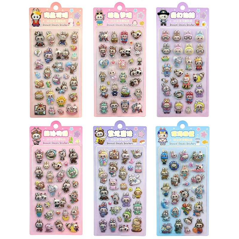Cute 3D Stickers, Plump, 3D, Set of 6, Stylish, Decorative Stickers, Reward, Kids, Stick-on, Gift, Planner, Mobile Phone, DIY, Stick-on, for Girls