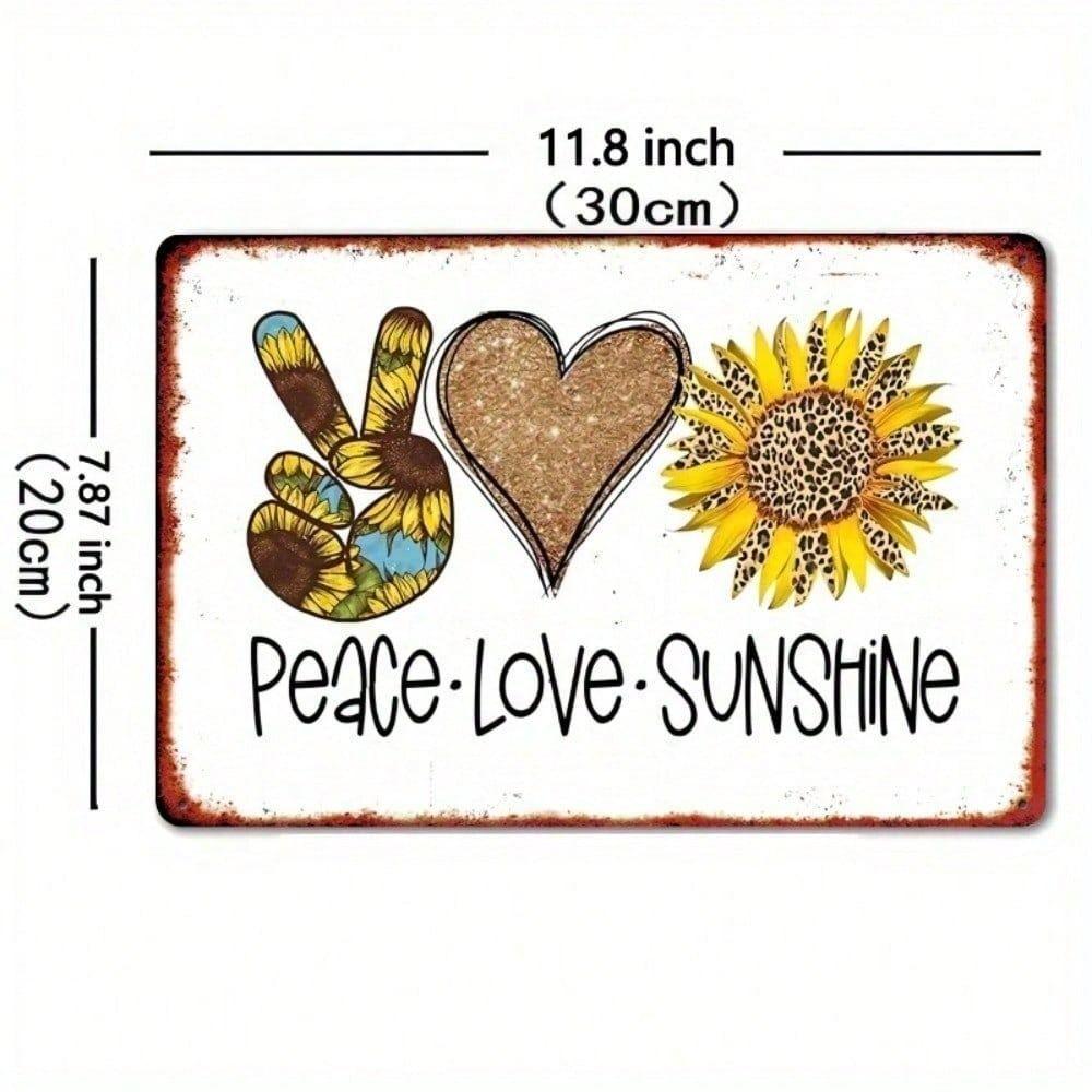Vintage Sunflower Butterfly Tin Sign, Metal Poster for Farmhouse Wall Decor