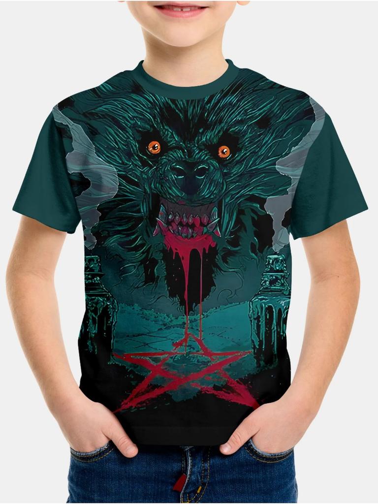 Summer Animal Wolf Pattern 3D Printe Children's Tops Boy's Round Neck Casual Short Sleeve Comfortable Kids Clothes T Shirt