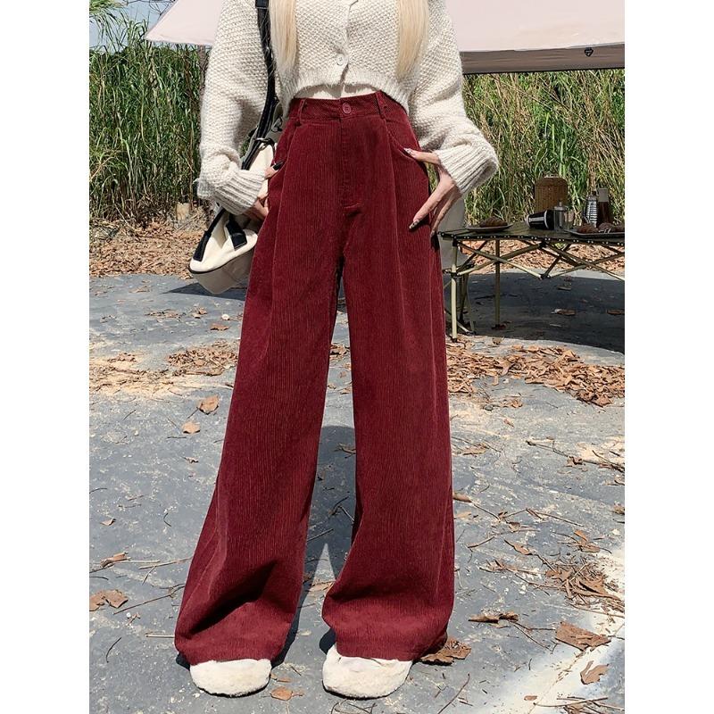 Pantaloni a zampa larga in velluto a coste da donna Autunno Inverno Nuova Moda Eleganti Taglie Forti Larghi Casual Semplici Lunghi Pantaloni Dritti Abbigliamento