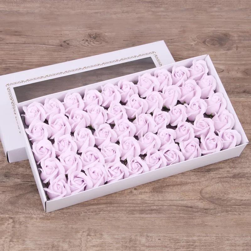 50pcs Two Layer Soap Flower Rose Big Flower Head Thickened Packaging Bouquet Material Simulation Flower Valentine's Day Gift Box