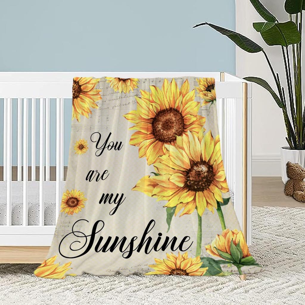 Creative Sunflower Theme digital-printed polyester Bedroom velvet flannel cover blanket Fleece soft sofa cover blankets for beds