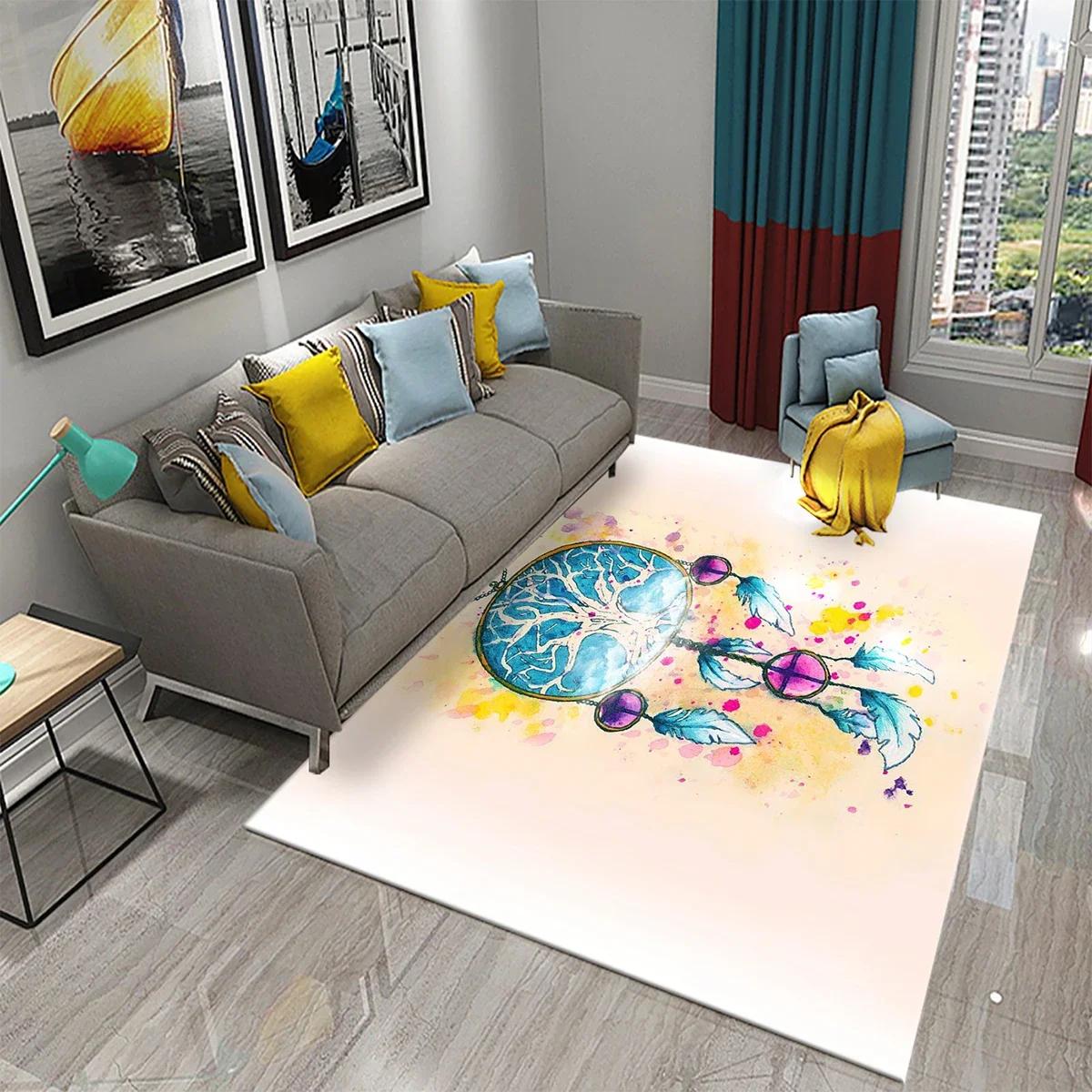 

3D Dreamcatcher Carpets Bohemian Style Area Rug for Bathroom Kitchen Entrance Anti-slip Mat Bedroom Living Room Decor Floor Rugs 50x80cm