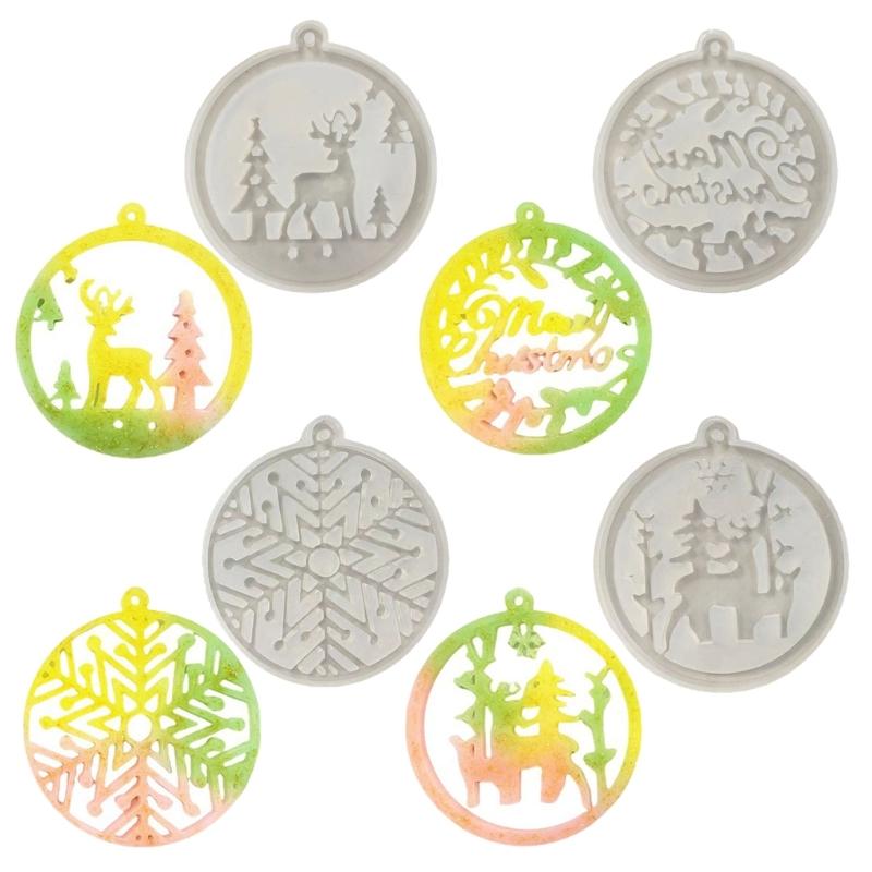 4pcs Silicone Mold for Keyring Pendant Christmas Theme Keychain Ornaments Moulds Stylish Key Chain Accessory Molds