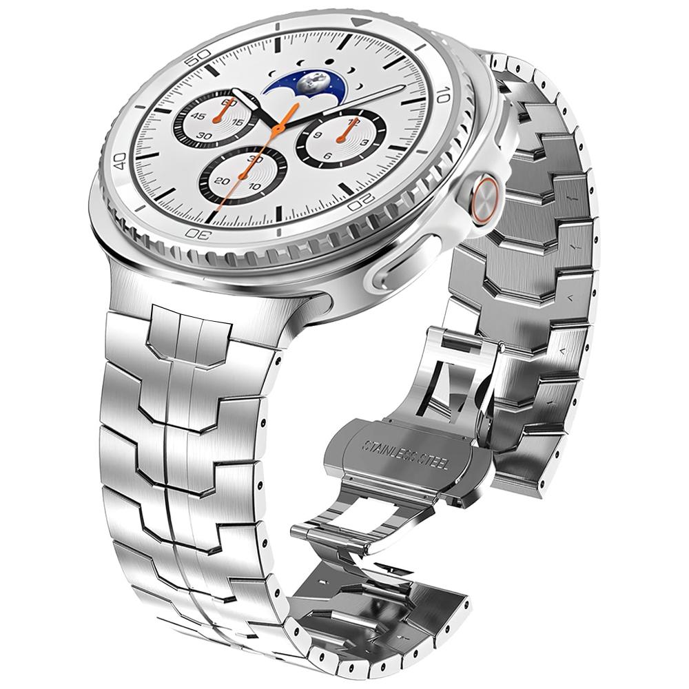 

No Gaps Strap For Samsung Galaxy Watch 8 44mm 40mm/Classic 46mm Metal Bracelet For Galaxy Watch Ultra 47mm Stainless Steel Band For Galaxy Watch8 серебряный