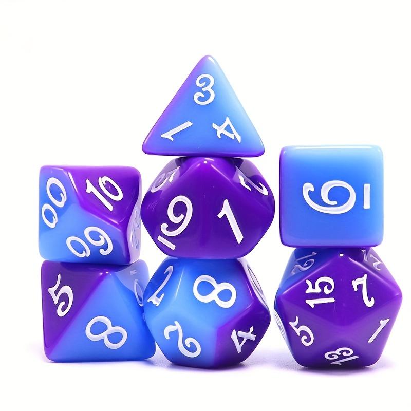 A Deck of Playing Cards and a Set of 7 Dice, Plastic Waterproof and Wear-resistant Playing Cards, Blue-purple Multi-sided Digital Dice.