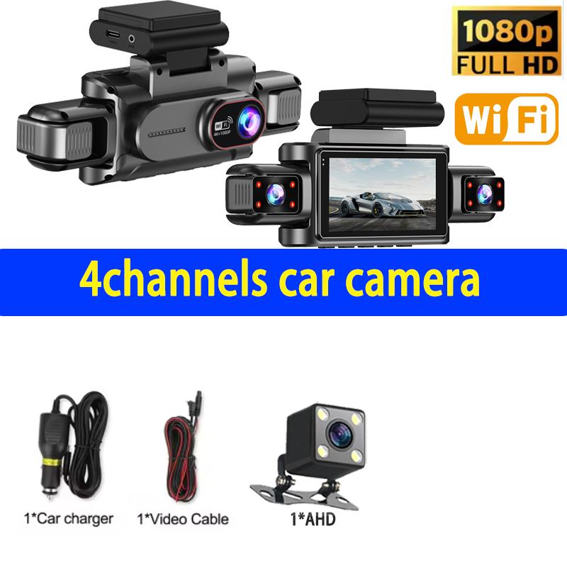 1080P WiFi DashCam Car DVR with 3/4 Lens 360°Auto Black Box Night Vision 24H Parking Monitor Video Recorder for Vehicle Security