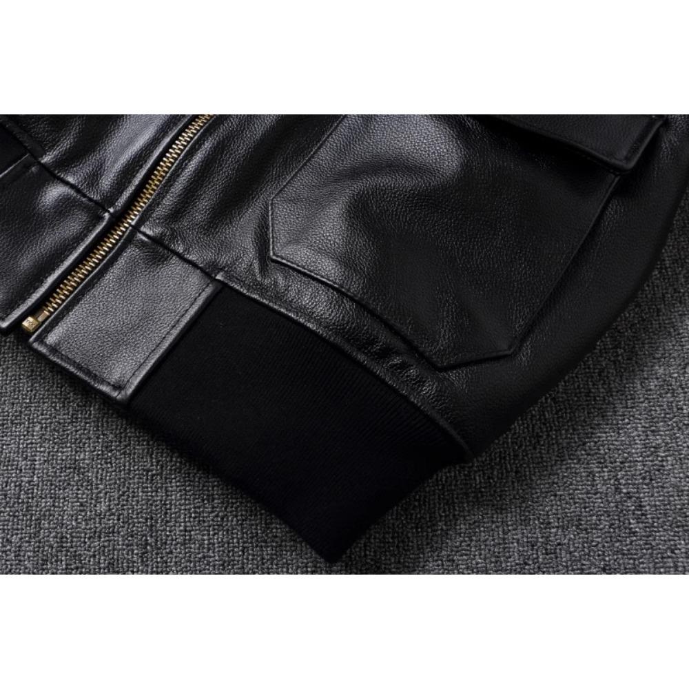 Chinese Size Top G1 Genuine Cowhide Men Leather Jacket Detachable Fur Collar Flight Suit Jackets For Men Military Aviator Coat Winter