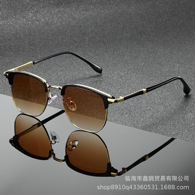 Sunshade Metal Antique Mirror Sunglasses, A New Style of Fashionable and Universal Half-frame Sunglasses, Stylish Square Sunglasses