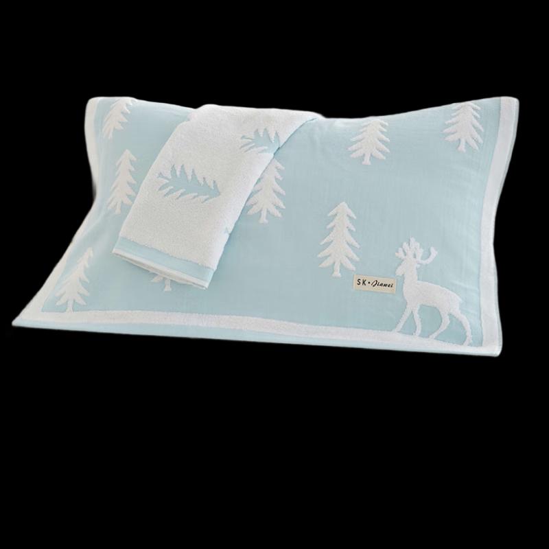Langrui Christmas Deer Pure Cotton Pillow Towel