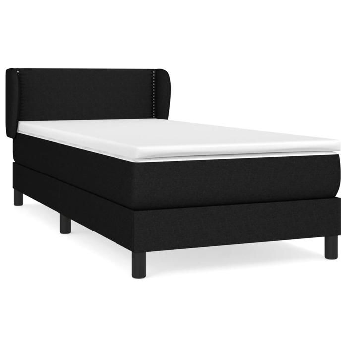 Lit avec matelas - Maison Exclusive - 100x200 cm - Tête de lit réglable - Noir - Ressorts ensachés