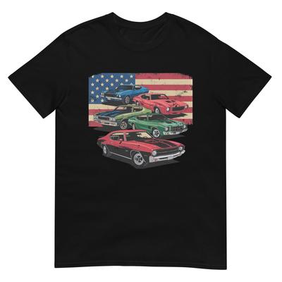 Patriotic American Flag Vintage Muscle Car Tshirt