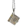 Openable Daughter Book Necklace Stainless Steel With Pages Of Engraved Information Message Mini Book Pendant Necklace Gold Color