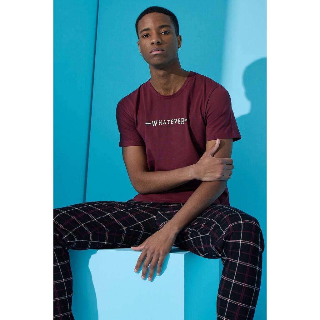 Kurzärmliges Herren-Pyjama-Set mit Dogg-Print in Schwarz