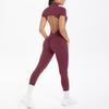 New Tight Fitting Backless Hollow Short Sleeved Pants Jumpsuit, Sports Running Fitness Jumpsuit, Yoga Suit