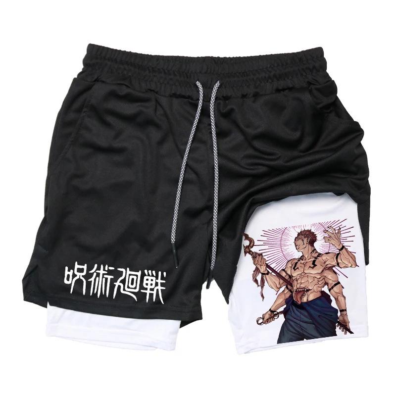 Double-Layer Digital Print Sports Shorts for Adults - Casual Fitness Apparel