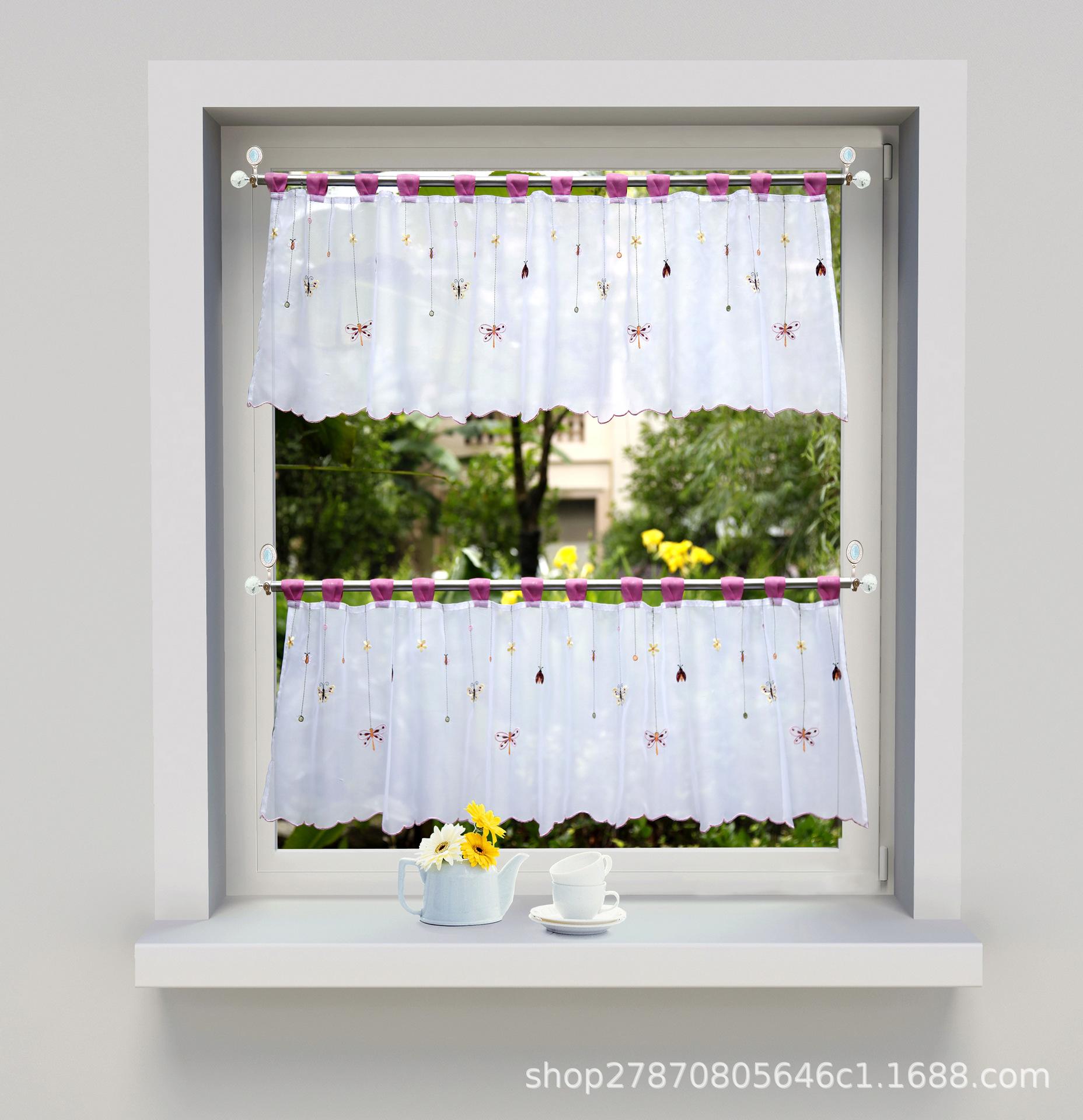 

Маленькие шторы, Маленькие кофейные шторы, Кухонные шторы, Ширина может быть настроена Ht-022 Height 45X Width 90cm розы красного