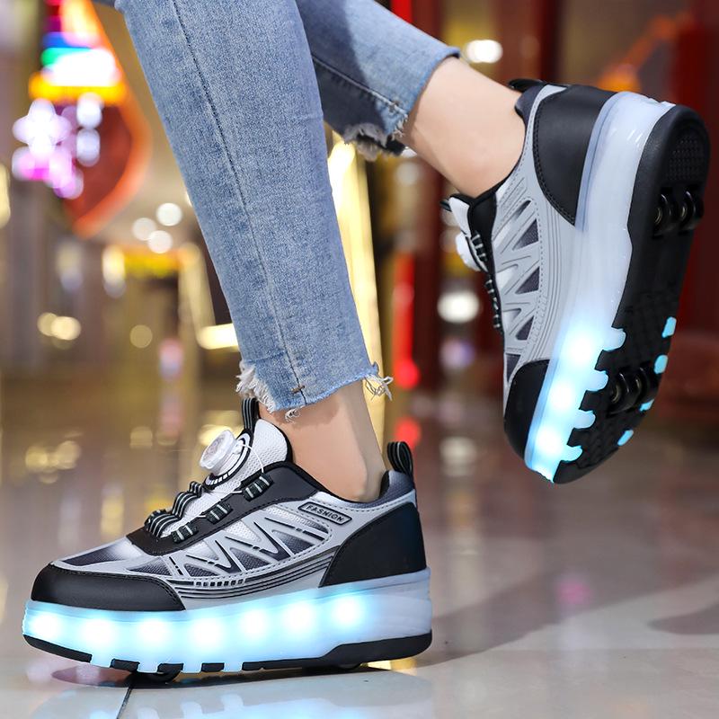 Scarpe a rotelle a LED: Scarpe da Ginnastica Luminose Ricaricabili & Ruote Retraibili per Bambini & Adulti
