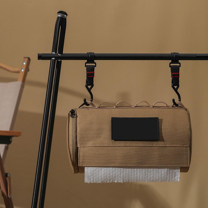 Black Outdoor Camping Toilet Paper Holder Waterproof Hanging Kitchen Roll Storage Bag
