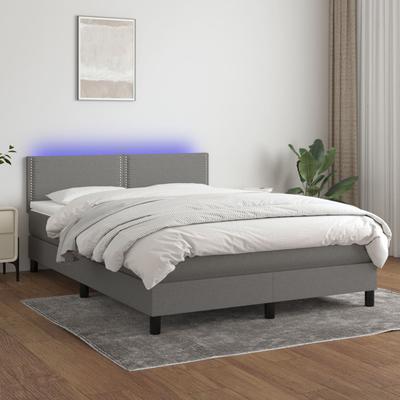 Vidaxl Continental Bed With Mattress, Dark Grey Fabric, 140X200Cm