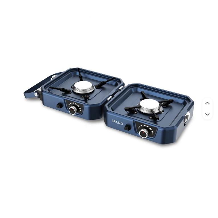 A portable folding Italian gas stove, foldable camping barbecue grill, butane-propane gas stove, dual-burning foldable stove, camping gas stove