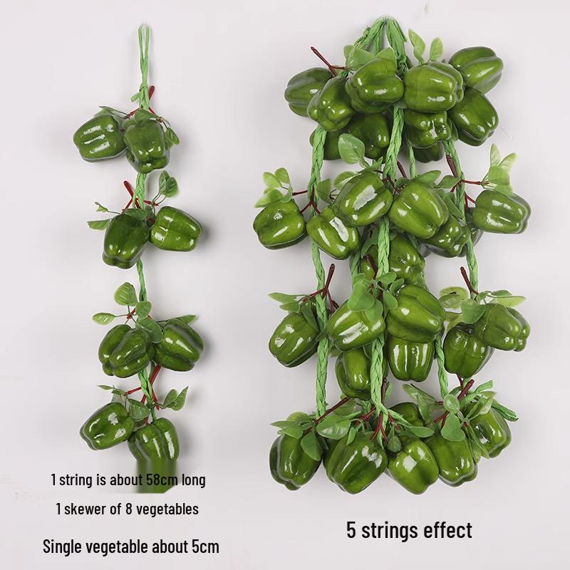 Artificial Vegetable & Fruit Skewer Wall Hanging - Chili & Corn Decor