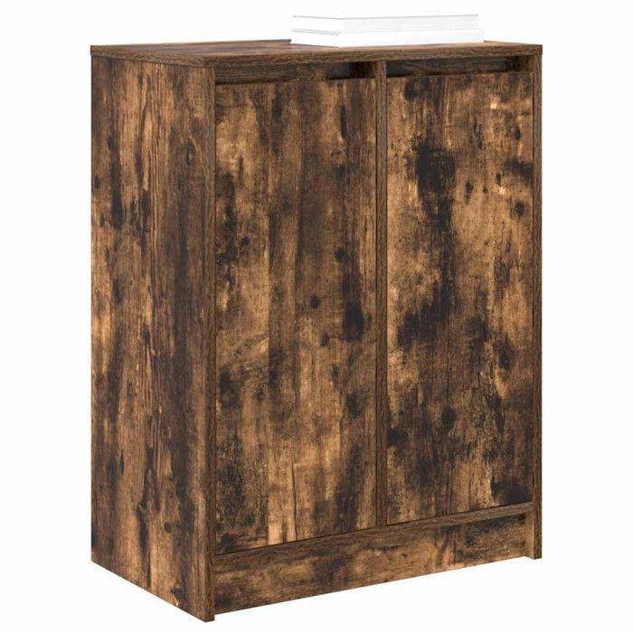 Armoire à chaussures chêne fumé 57x34x76 cm bois d ingénierie